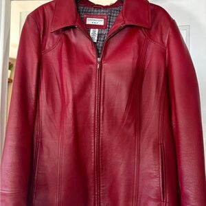 Covington Women's Genuine Red Leather Zip Jacket
